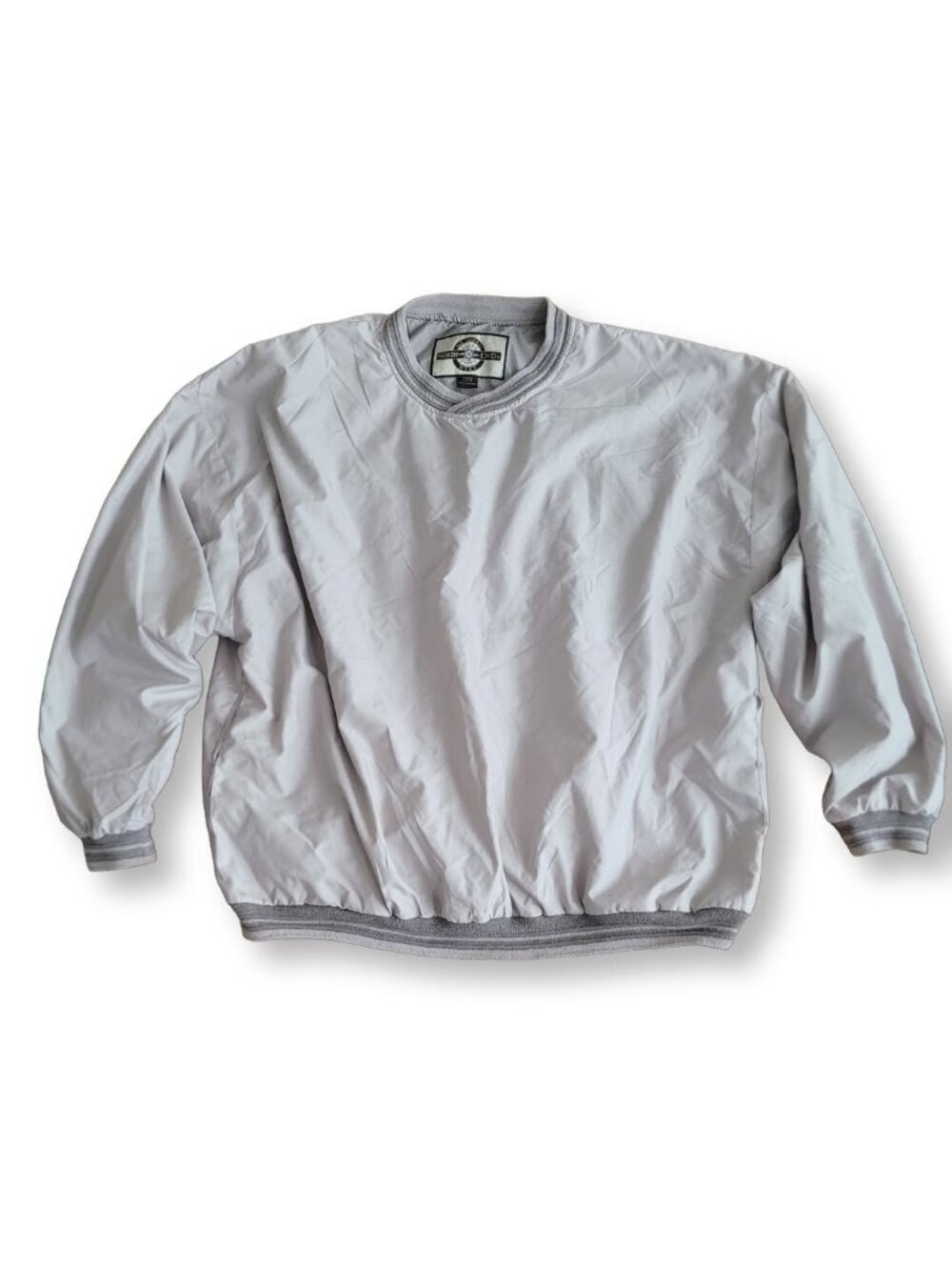North End Oversized Grey V-Neck Pullover Long Sleeve Windbreaker (XL)